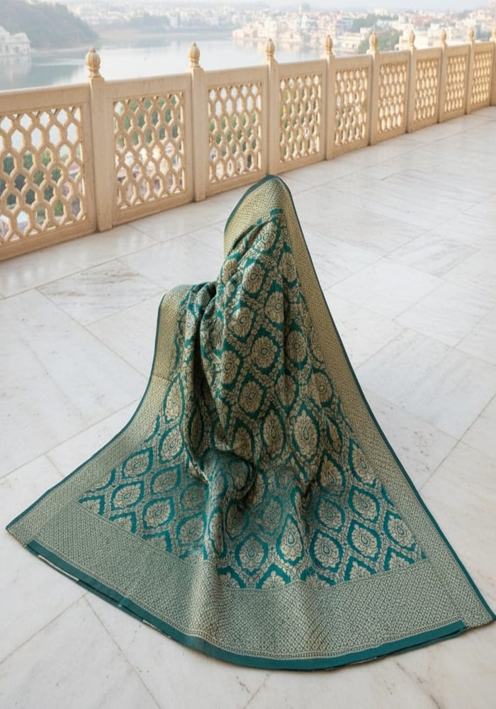 Azure Nazaakat Pattu Silk Orange, Green