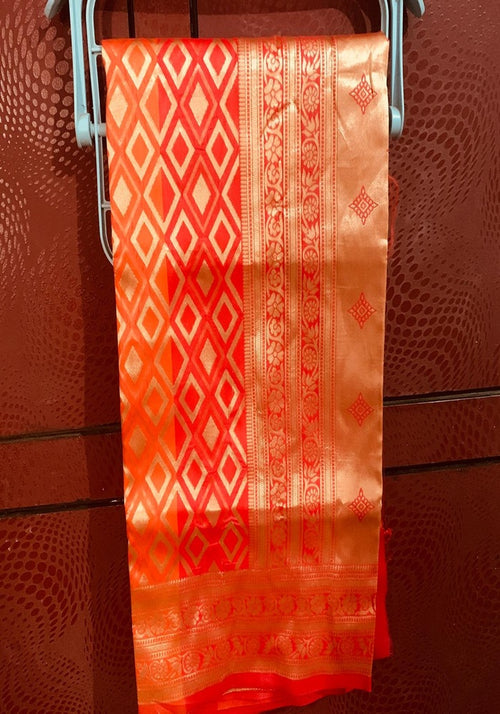 Azure Nazaakat Pattu Silk Orange, Green