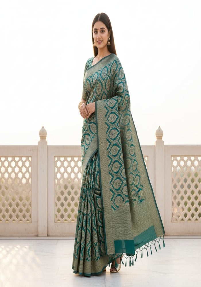 Azure Nazaakat Pattu Silk Orange, Green