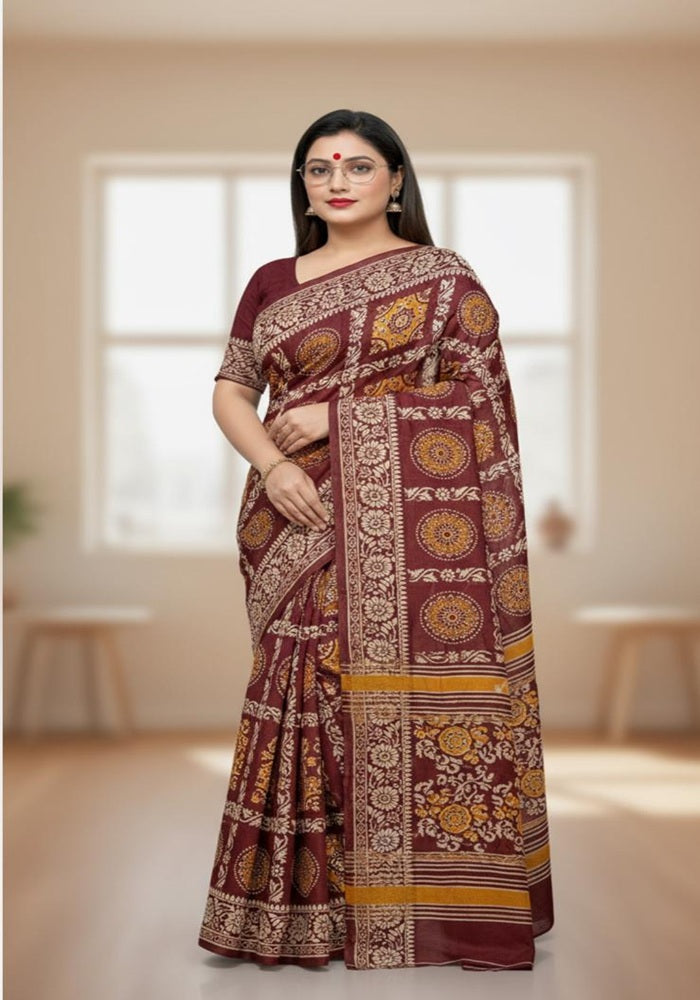 Antiques Maroon Classy Saree