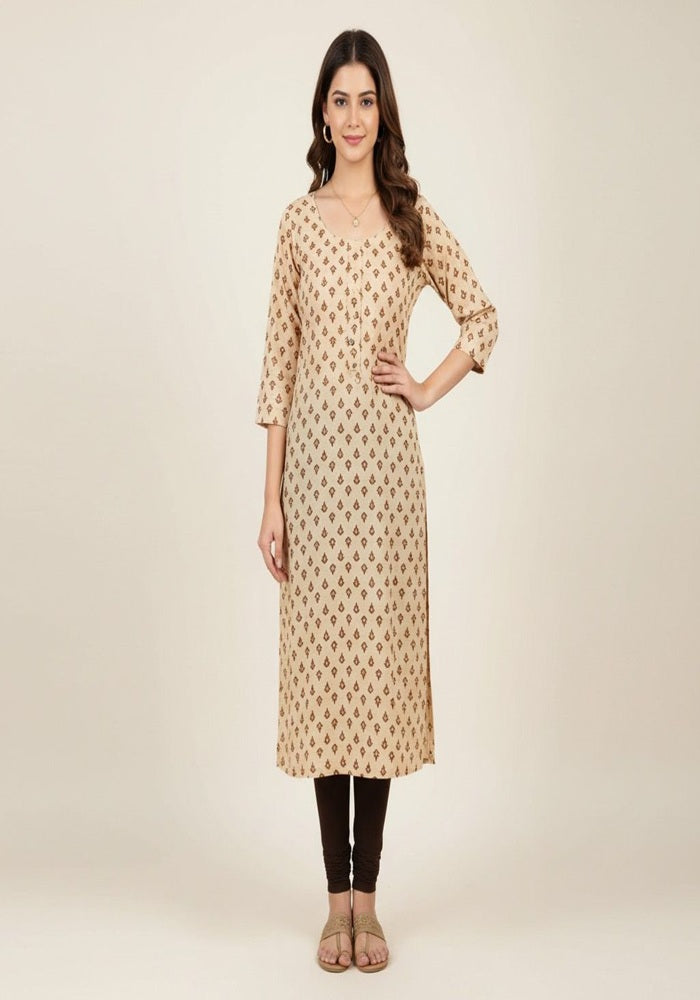 Daily Wear Printed Kurti XL Pink, Biege, Blue, Purple