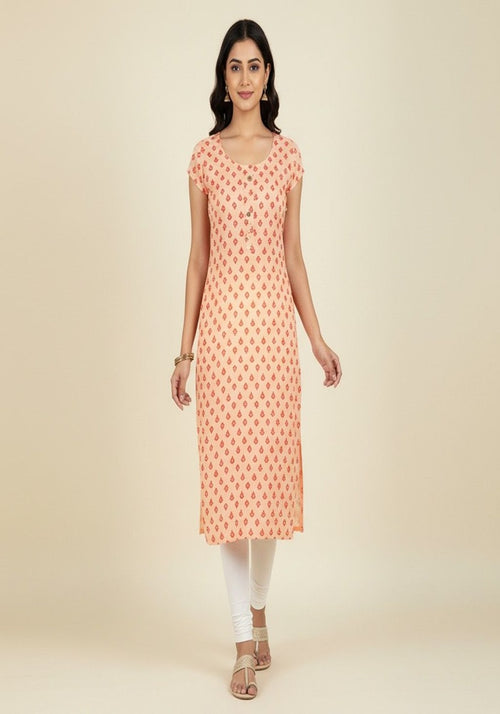 Daily Wear Printed Kurti XL Pink, Biege, Blue, Purple