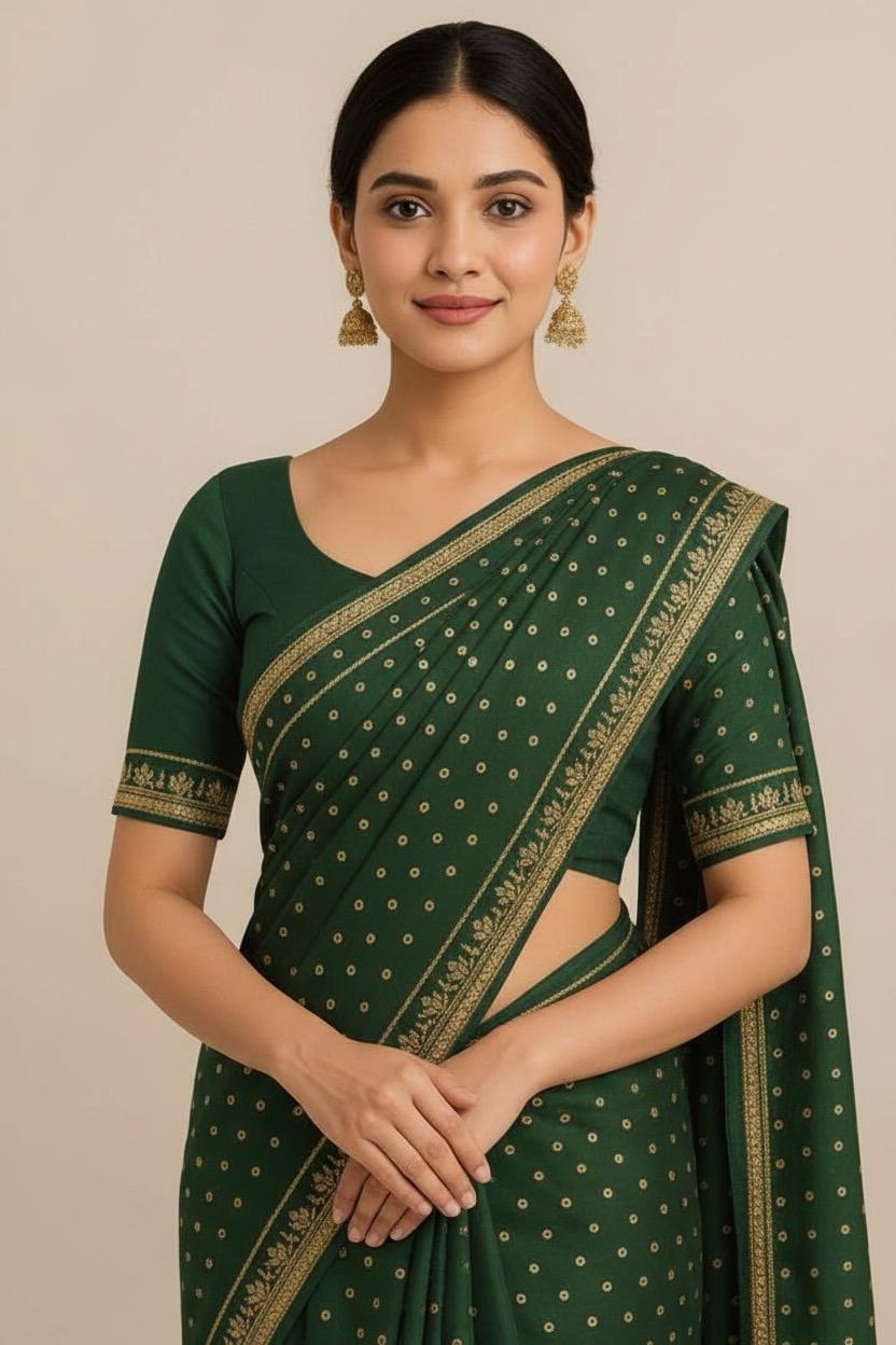 Royal Chunari Saree Pestal Green, Yellow, Red, Brown, Green, Blue