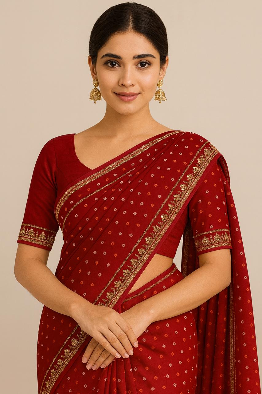 Royal Chunari Saree Pestal Green, Yellow, Red, Brown, Green, Blue