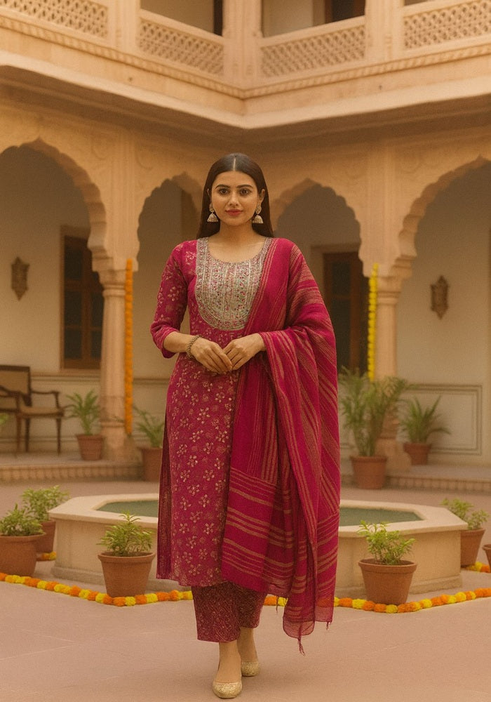 Festive Elegance Suit Set Pink, Brown, Blue, Light Brown Size L