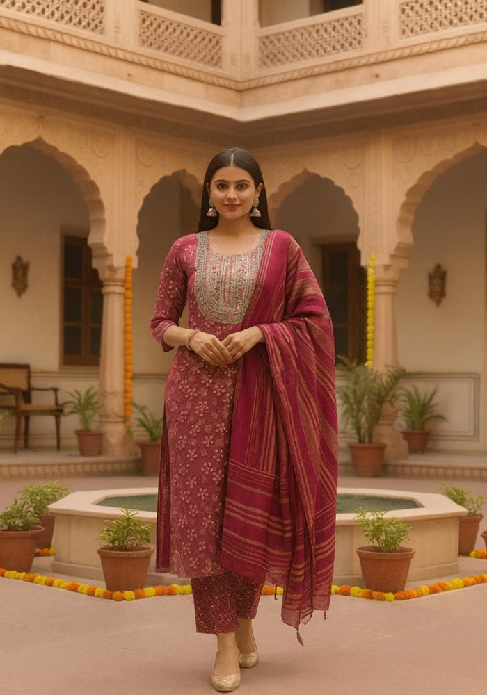 Festive Elegance Suit Set Pink, Brown, Blue, Light Brown Size L