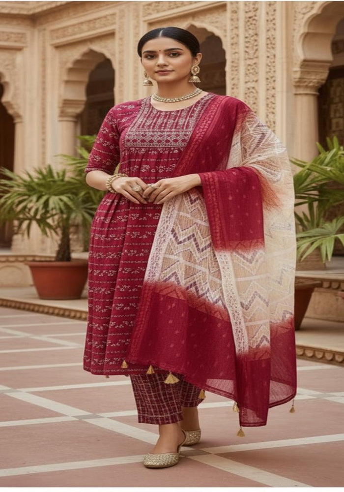 Rust & Cream Classic Printed Suit XL Red, Pink, Black, Blue