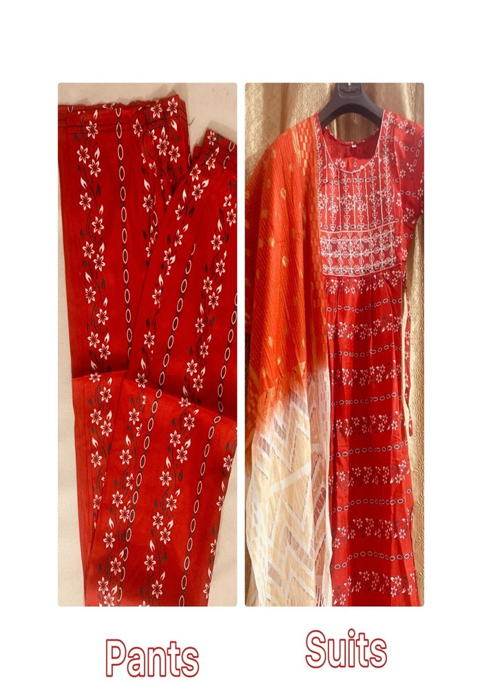 Rust & Cream Classic Printed Suit XL Red, Pink, Black, Blue