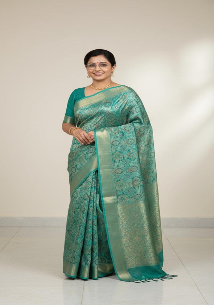 Turquoise Heritage Saree