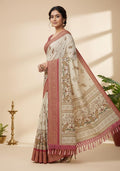 Ivory Peacock Banarasi Silk