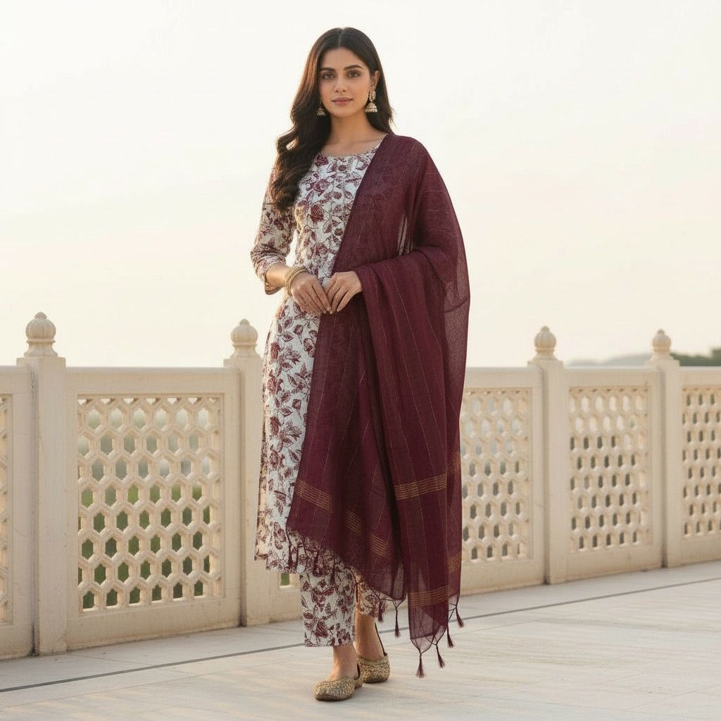 Premium Floral Printed Suit XL Gray, Green, Blue, Brown