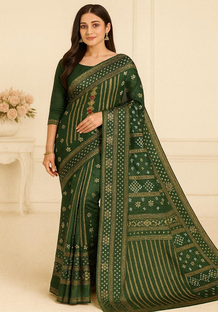 ZariLeaf Saree Blue, Green