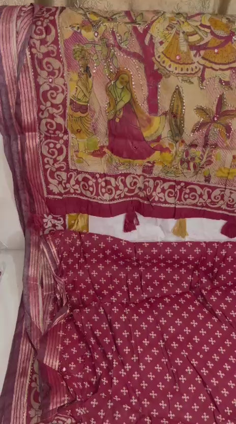 Royal Artwork Kalamkari Paper Silk Saree